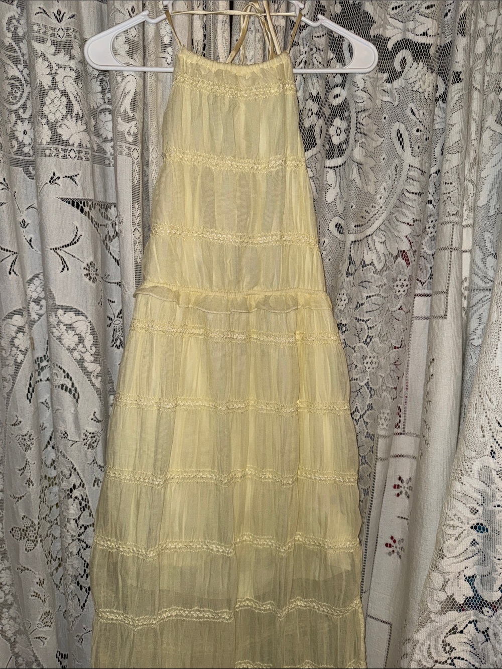 Sincerely Jules Pale Yellow Tiered Maxi Dress